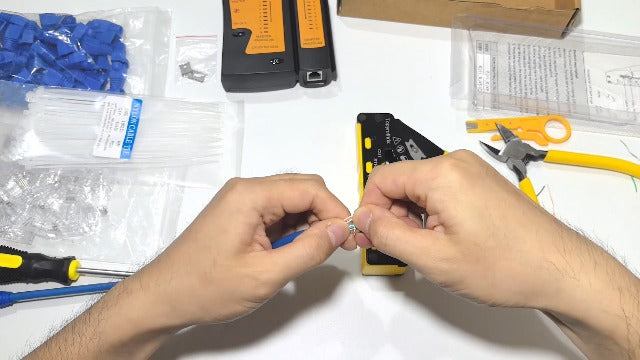 Pass Through RJ45 Crimp Tool Kit with Tester for Cat6/Cat5e Ethernet