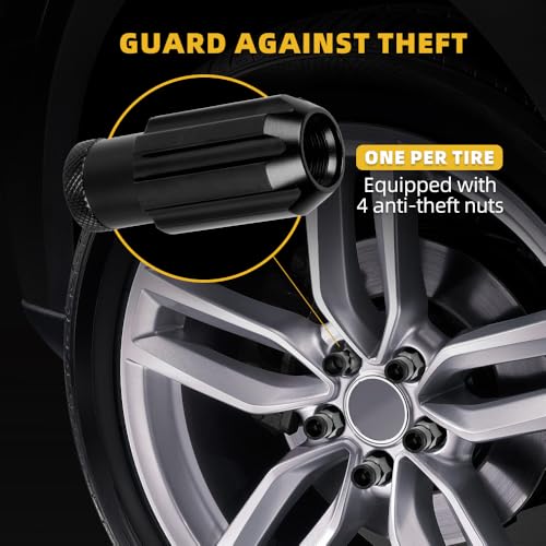 M12x1.5 Lug Nut 20 PCS, Wheel Lock Bulge Acorn Open End Lug Nut Set Compatible with Toyota, Honda, Ford, Chevrolet, Mitsubishi, Mazda, KIA, Hyundai, Buick, 1 Socket Included, Black M12 x 1.5