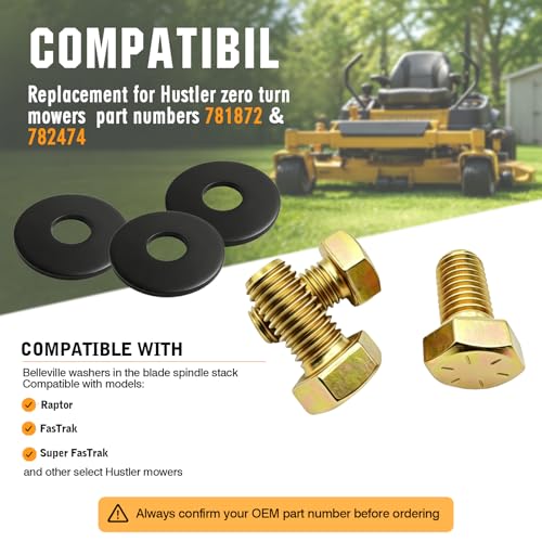 Spindle Blade Bolt Belleville Washer 781872 782474 Fits Hustler Mower Set 6