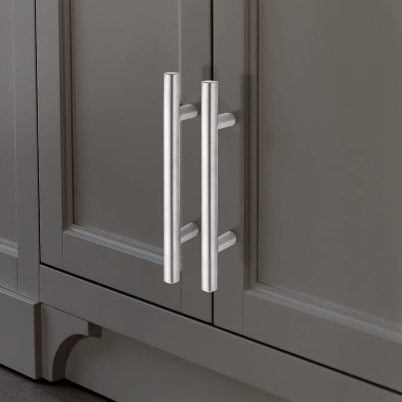 Probrico 25 Pack 2.5 Inch Kitchen Cabinet Handles, Brushed Nickel Cabinet Pulls Euro T Bar Dresser Pulls, Stainless Steel Kitchen Cabinet Hardware Drawer Handles, 4 Inch Length hole center 2-1/2"