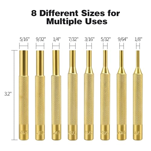22pcs Pin Punch Set, Including Universal Block, Brass Pin Punches Brass Pin Punches + Block