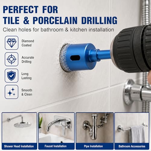 16-Piece Diamond Hole Saw Set, 1/4-2 Inch Tile Drill Bits with Guide 16