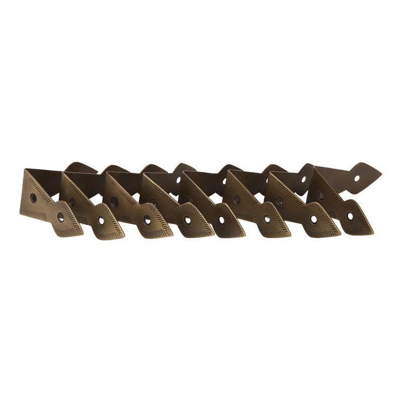 Set of 8 Brass 90 Degree Spade Trunk Corners, Antique Brass Finish, Edge Guard Table Cabinet Protector, Decorative Corner Brackets Set of 8