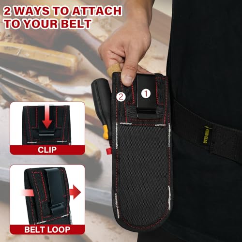 KUNN Tool Pouch with Belt Clip & 2-Inch Work Tool Belt Quick Release Buckle