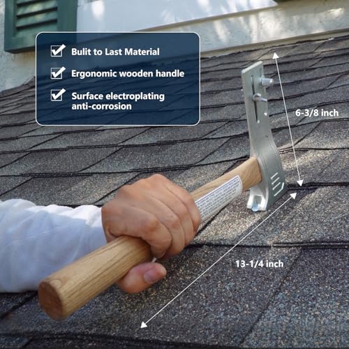 Magnetic Roofing Hammer with Sliding Gauge and Utility Knife,All-in-One Roof Repair Tool for Shingles, Felt Caps and Nails,Efficient Magnetic Hatchet for Professional and DIY Roofing