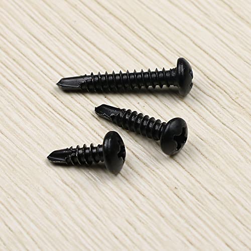 410 Stainless Steel #8 Self Drilling TEK Screw Assortment Kit, Pan Head Self Tapping Sheet Metal Screws, Length 1/2" 3/4" 1" 150 PCS - Black Oxide (Pack of 3) #8 Pan Head (Pack of 3)