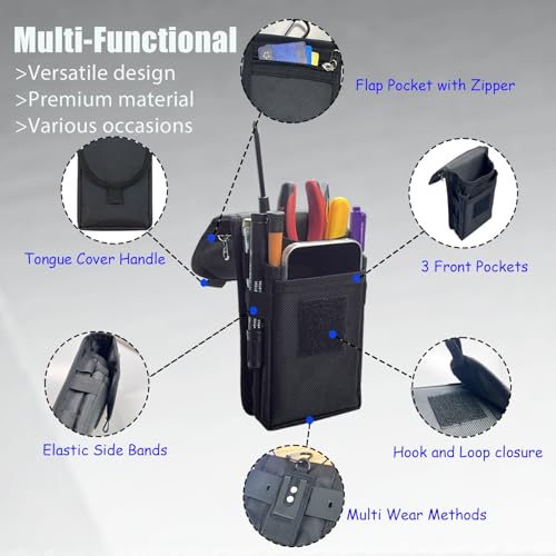 2-Piece Tool Organizer Set,Belt Clip Tool Pouchs, Small Tool Bag with Belt Clip, Multi-Pocket Holser Organizer