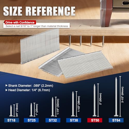 KIMSING 14 Gauge 2-Inch Galvanized Steel Concrete T Nails 800PCS/Box 2" (50 mm)