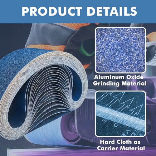 3" x 18" Zirconia Sanding Belts, 21Pcs 3 Each of 40/60/80/120/150/240/400 Assorted Grits Belt Sander Paper, Abrasive Sanding Belts for Belt Sander, Metal Polishing, Derusting, Woodworking