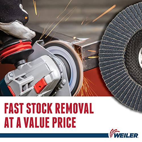 Weiler 31403 Wolverine 4-1/2" x 7/8" Arbor Hole Abrasive Flap Disc, 60 Grit Zirconia Alumina, Flat Type 27, Phenolic Backing, Standard Density (Pack of 10) Value Steel / Metal