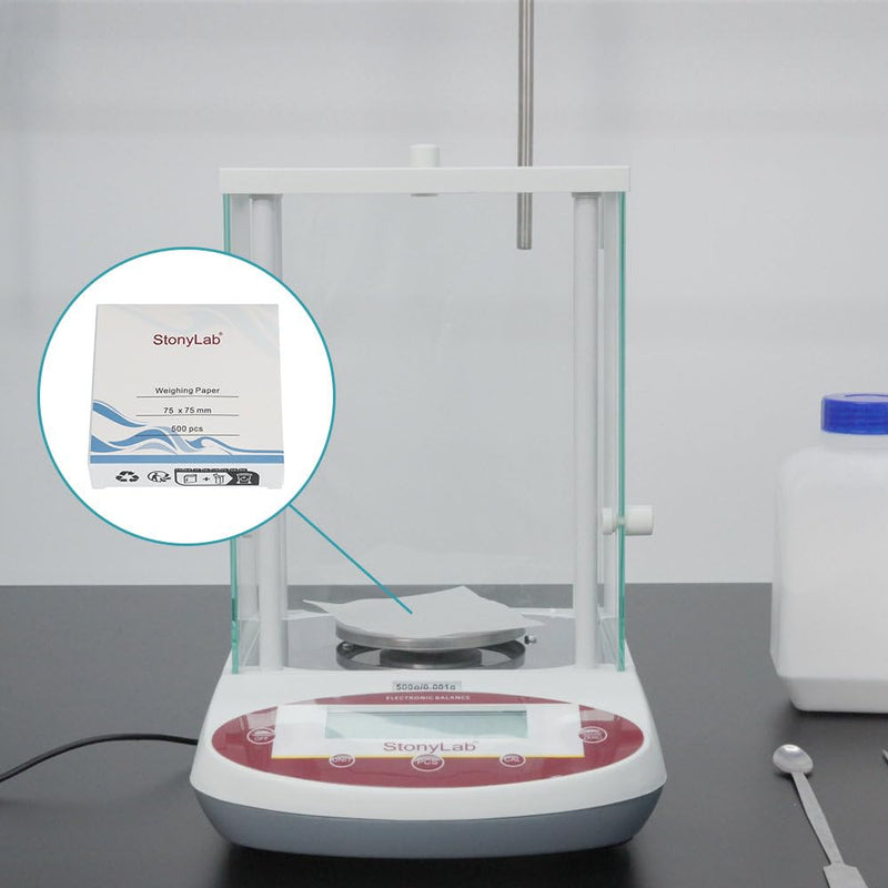 stonylab weighing paper, 75 x 75 mm nitrogen-free sample weighing paper scales paper analytical balance paper weighing paper for laboratory research, pack of 500