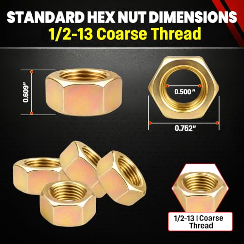 Chenango Supply 1/2-13 Grade 8 Hex Nuts 50 1/2-13 Hex Nut