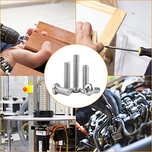 VIGRUE 1148Pcs Metric Phillips Pan Head Screws Bolt Nut Flat Washers M2 M3 M4 M5 M6 Machine Screws Assortment Kit,304 Stainless Steel M2 M3 M4 M5 M6 phillips