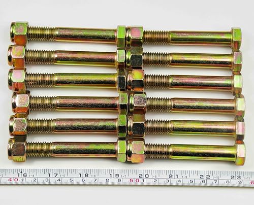 Grade 2 Shear Bolts 1/2" x 3-1/2" for Rotary Cutter,Tractor Gearbox,by Color Galvanization with Nylon Lock Nut Kit,by Metalsuberg .(12pcs Pack) 12pcs grade 2