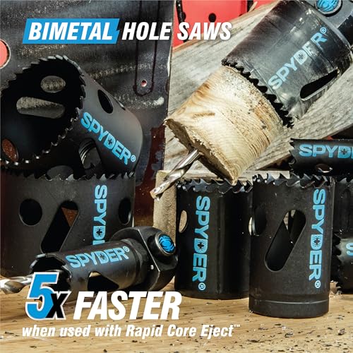 Spyder 6-3/8" Bi-Metal Hole Saw for Steel, Nail-Embedded Wood, and Plastics, Variable Tooth Pitch, Use with Hex10 (1/2") Pilot Bit Arbor (600928CF) 6-3/8 inch