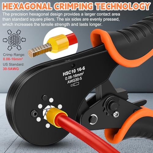 Ferrule Crimping Tool Kit with 2050PCS Connectors,AWG 30-5 2050