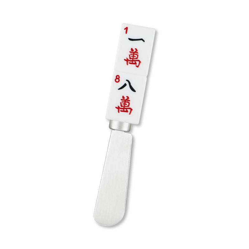 UPware Mahjong Tile Cheese Spreaders, Hand-Painted Resin Handles with Stainless Steel Blades for Spreading Cream Cheese, Butter, and Jam, Assorted Designs, Set of 4