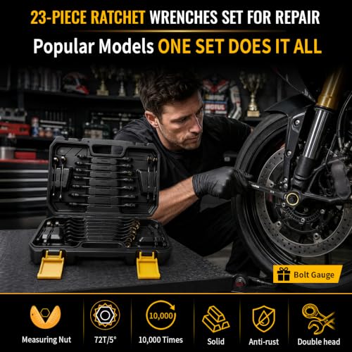 GRENPRO 23PCS Ratcheting Combination Wrench Set SAE Metric Mechanic Tools 23PCS Ratcheting Wrench Set (Metric&SAE)