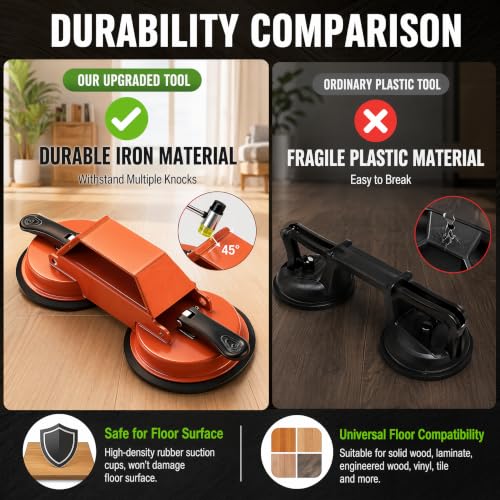 Floor Gap Fixer Tool, 45° Striking Surface, Dual Suction Cup