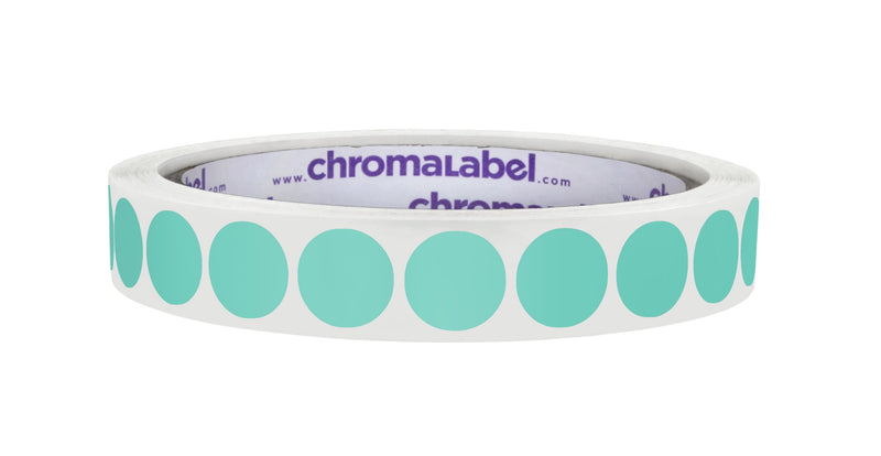 ChromaLabel 0.50 Inch Round Label Permanent Color Code Dot Stickers, 1000 Labels per Roll, Aqua
