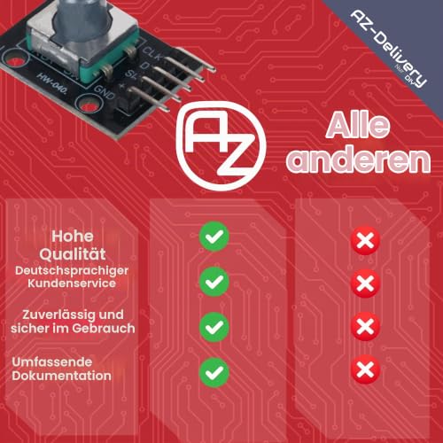 AZDelivery 3 x KY-040 Rotary Encoder, Rotary Encoder, Module Compatible with Arduino, Includes E-Book!