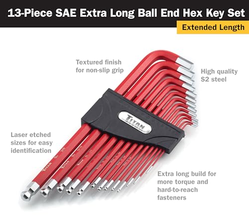 Titan 12764 22-Piece SAE and Metric Hex Key Set XL SAE/Metric