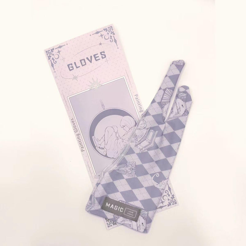 Artist Drawing Glove Art Two-Finger Glove Animal Print for Drawing Tablet/Pen Display/iPad for Right and Left Hand Purple Glove S