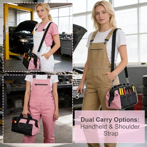 3 Pack Pink Tool Bag for Women, 13 Inch Water-Resistant Tool Organizer