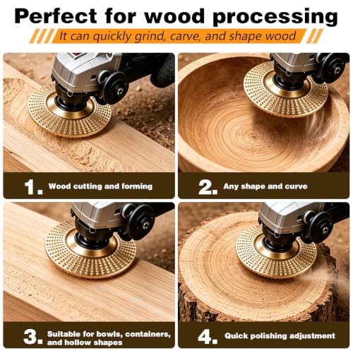 3 Pieces Tungsten Carbide Sanding Discs Wood, 100mm Tungsten Carbide Wheel Wood, Wheel Woodworking Tool for Angle Grinder for Shaping, Grinding and Cutting Polishing