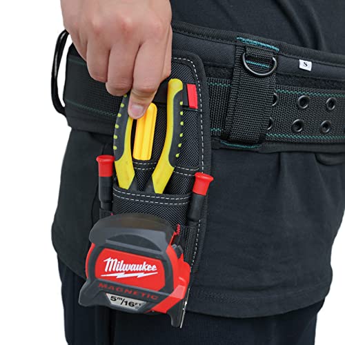 MELOTOUGH Small Tool Holder, Min Work Organizer Tool Pouch and Knife Holster with Snap Clip,Utility Canvas Zipper Tool Bag - Fastener Bag Heavy Duty Mesh Window, Hanging Grommets