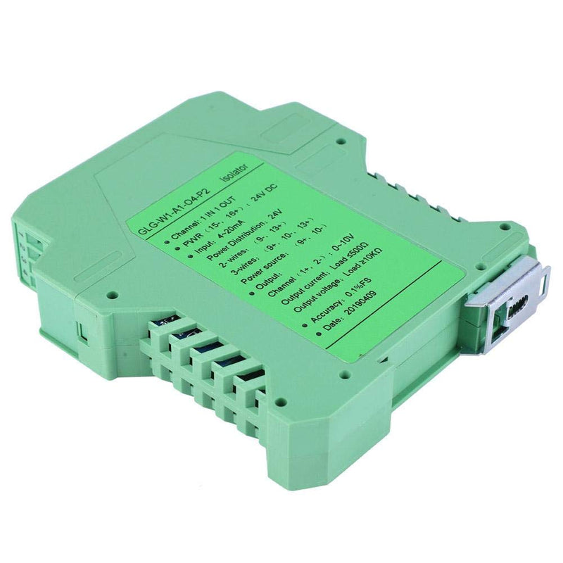 DC signal conditioner, DC 24V D current signal isolator transmitter 4-20 milliamperes PLC detection signal conditioner (1 in 1 out, 4-20mA to 0-10V)