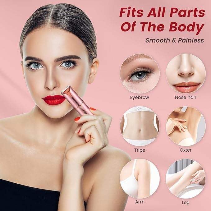 Facial Hair Remover for Women, Leuxe Painless Hair Removal Waterproof Shaver Razor with LED Light for Peach Fuzz Fine Hair Chin Cheek Upper Lip Pink