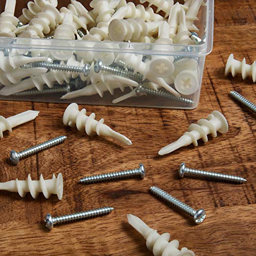 KURUI Drywall Anchors and #8 Self Drilling Drywall Anchors, Wall Anchors and Screws Kit with Organizer Box