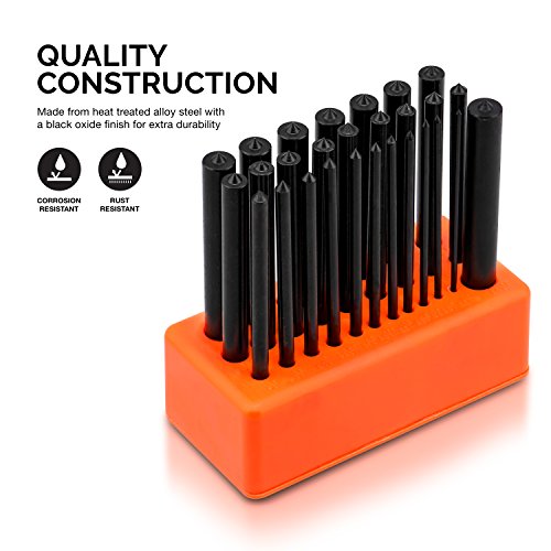 NEIKO 02621A Transfer Punch Set with Premium Heat-Treated Alloy Steel Punches, Hole-Punch Set, Punch Sizes 3/32" to 1/2", 28-Piece Kit 28 Piece Set