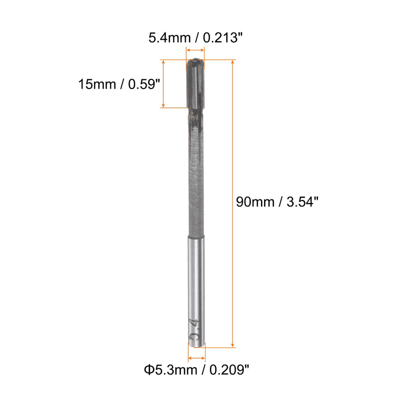 sourcing map Clamping Reamer 5.4 mm H7 Carbide Tip Straight Flutes Round Shank Lathe Cutter | Straight Tip Flutes Round Shank
