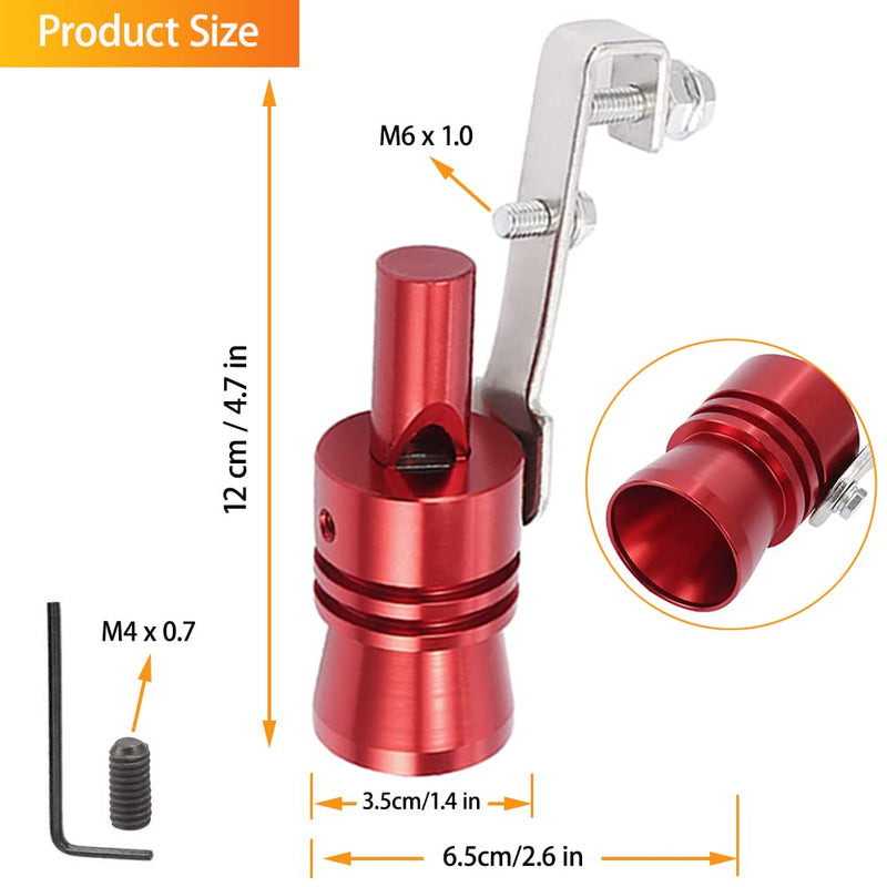 Car Turbo Whistle,2PCS Aluminum Alloy Universal Turbo Sound Exhaust Muffler Pipe Whistle for Cars, Motorcycle (XL Red) XL Red