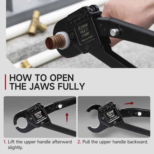 iCrimp Angle Head F1807 PEX Pipe Crimping Tool for 1-inch Copper Rings 1" Crimper