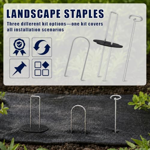 151 Pcs Landscape Fabric Stakes,3 Types Galvanized Ground Staples