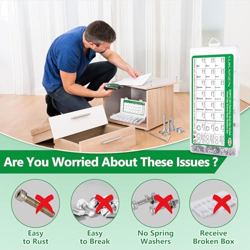 820PCS M2 M3 M4 304 Stainless Steel Hex Socket Head Cap Metric Screw Assortment and 860PCS M2 M3 M4 M5 Hex Button Head Cap Metric Screw Assortment Kit