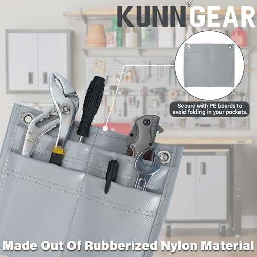 KUNN Firefighter 4-Pocket Tool Pouch Inside Turnout Coat Bunker Pocket Durable Tool Organizer Pocket with 2-Eyelet + Tool Pouch with Belt Clip, Utility Small Tool Organizer with Tape Measure Holder