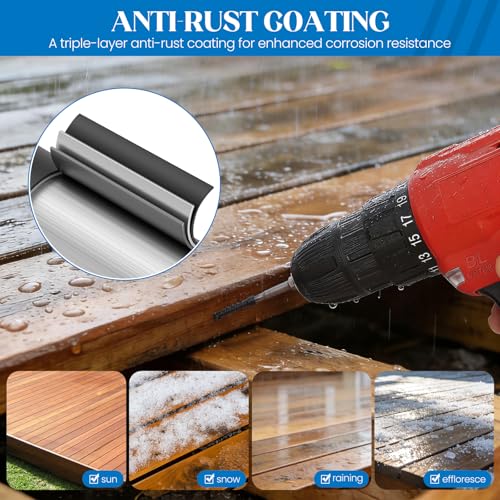 #10 x 1-7/8" Hidden Deck Screws, 246Pcs(2LB) Self Tapping Wood Screws with T15 Star Drive, Rust Resistant Timber Screws for decking,framing, Fencing(Bit Included, Black #10 x 1-7/8" 2 LB