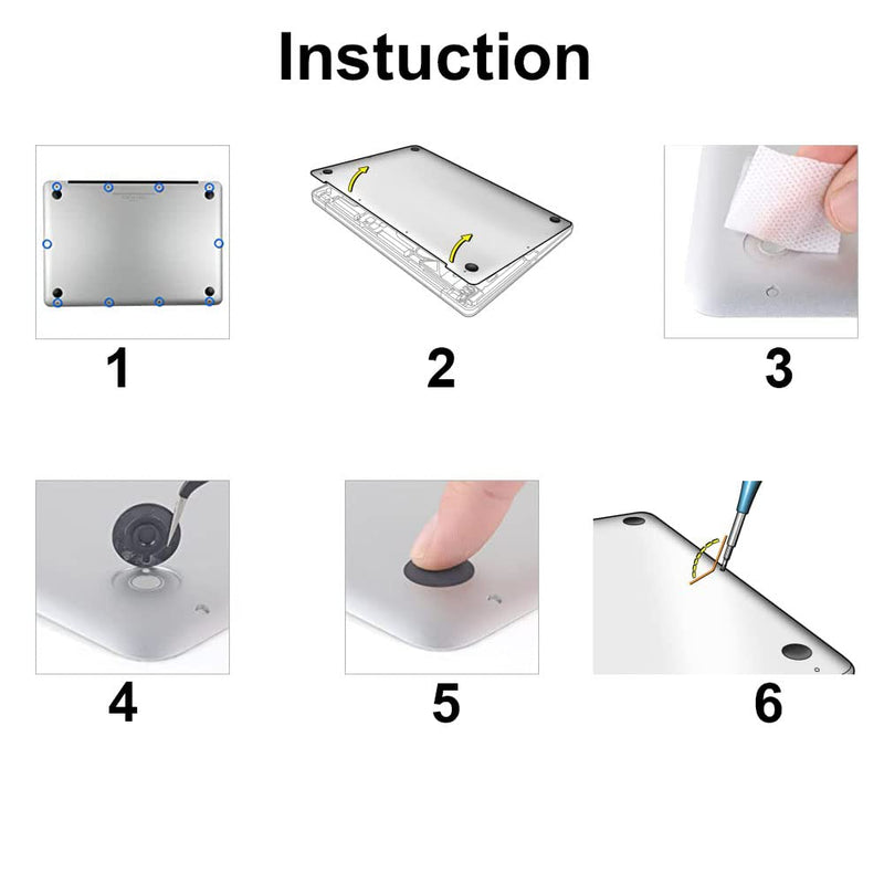 4 Pack Rubber Feet and Replacement Bottom Case Screws Screwdriver Kit Set Compatible with Mac Book Pro 13" 15" 17" A1278 A1286 A1297 (Not for Retina Display)