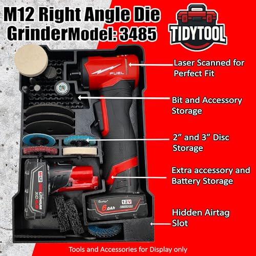 Organizer and Liner for Milwaukee M12 Rught Angle Die Grinder and Compact Org. Tool Box