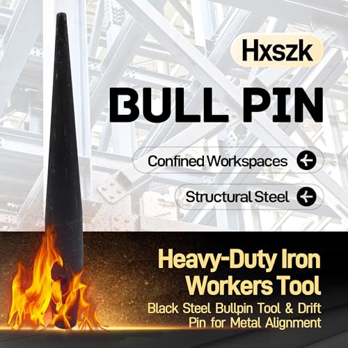 Bull Pin - Heavy-Duty Iron Workers Tool, Black Steel Bullpin Tool & Drift Pin for Metal Alignment 1-5/16-inch x 10-Inch(1-Piece) 1pack