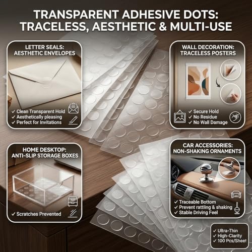 Glue Dots Double Sided 200 PCS, 0.79 Inch Clear Sticky Tack, Transparent Adhesive Sticky Dots Removable Poster Putty for Balloons, Photos, Crafts, Wall Decor, Home, Office and DIY Projects 0.78" Round