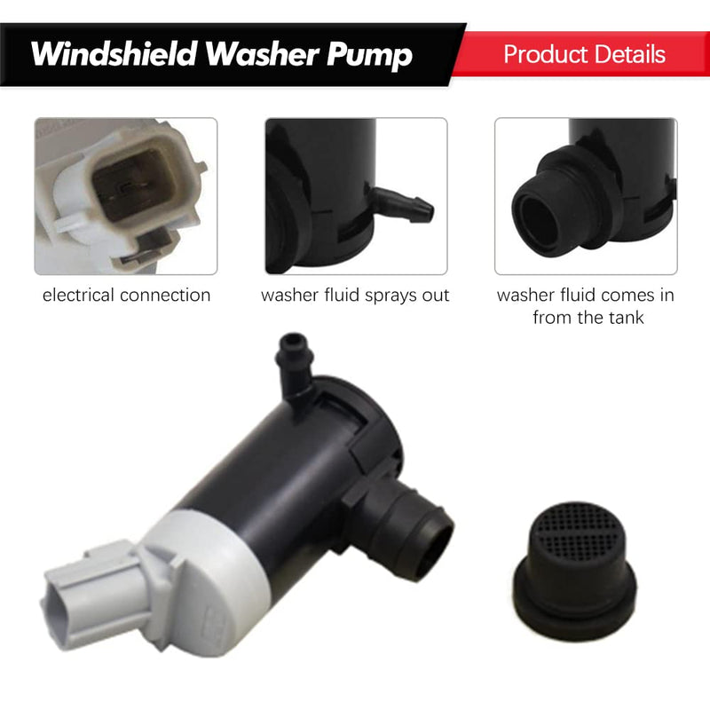 Windshield Washer Pump w/Grommet Replacement for Ford E150 E250 E350 E450 F150 F250 F350 F450 F550 F650 F750 Replaces OEM WG-318 8C3Z17664A