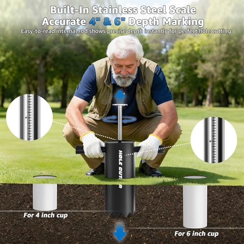 Portable Golf Hole Cutter, 4" & 6" Stainless Steel