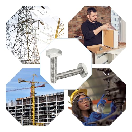 PATIKIL M8 x 40 mm T Slot Bolts, 20 Pcs 304 Stainless Steel Drop-in Bolt T Shape Stud Sliding Screw Metric Thread Hammer Head Bolt for T Track, Silver M8x40mm