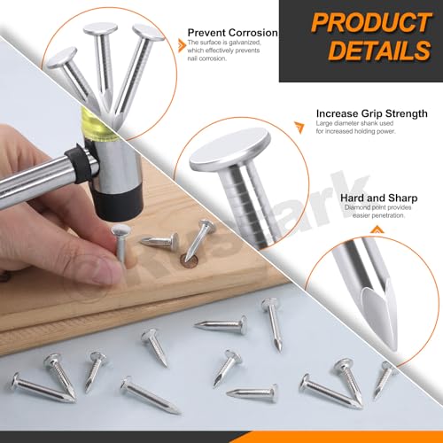 300Pcs 1-1/4 Inch 30mm Galvanized Roofing Felt Nails Asphalt Nails Slating Nails Cement Siding Nails for Roof Repair, Asphalt Tile, Landscaping Galvanized Steel
