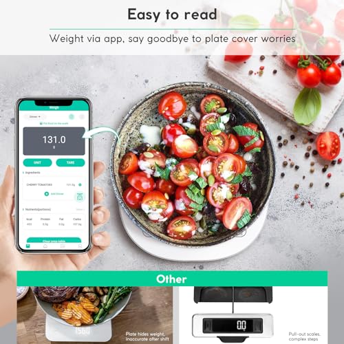 arboleaf Rechargeable Smart Kitchen Scale, Digital Food Scale with APP White